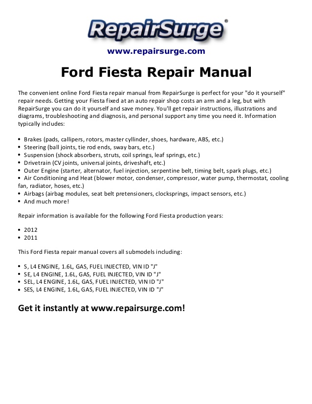 2012 ford fiesta owners manual pdf